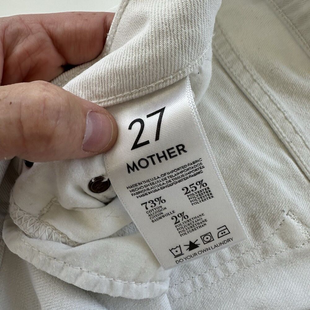 Mother The Dropout Broken Glass White Boyfriend Jean Size 27 Runs Big - Picture 4 of 6